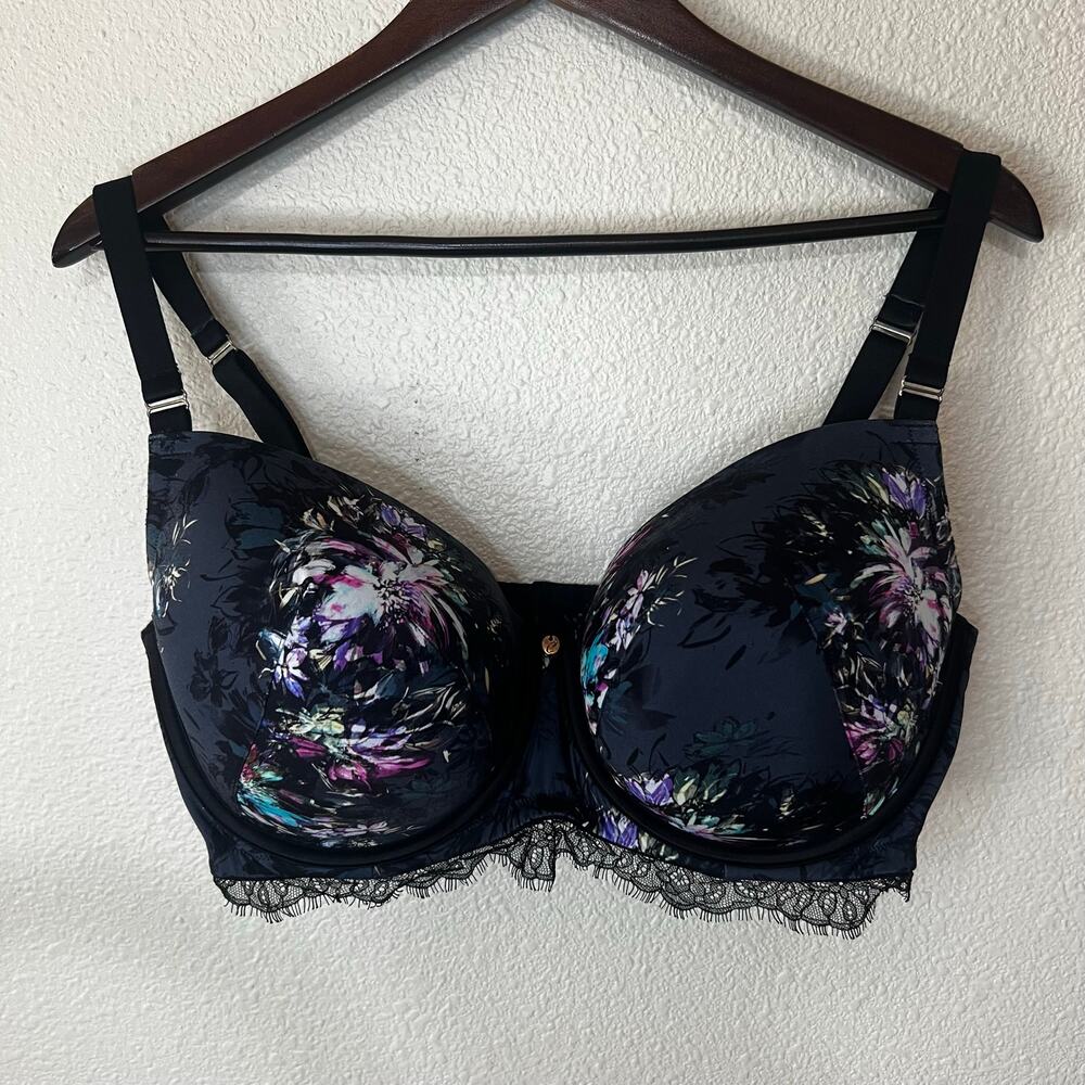 Cacique | Lane Bryant Black Floral Lace Balconette underwire bra 40F